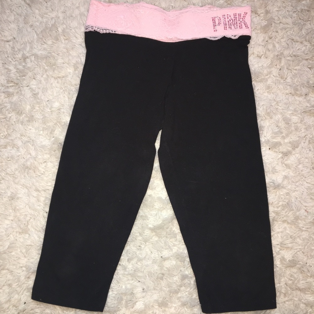 VS PINK cropped lace yoga leggings